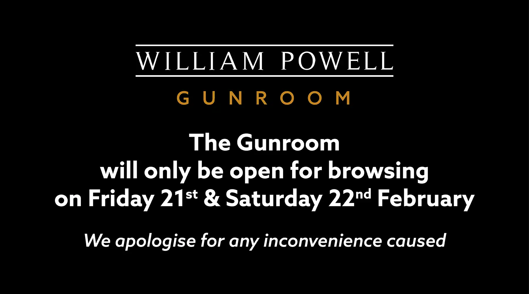 Gunroom will be closed this Bank Holiday Monday